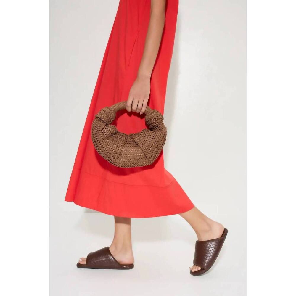 NEW SIMON MILLER women's raffia lopsy bag in chocolate - Picture 2 of 3